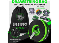 Rhino USA - Heavy - Duty Green Recovery Tow Strap - 3" x 20' for Ultimate Vehicle Support