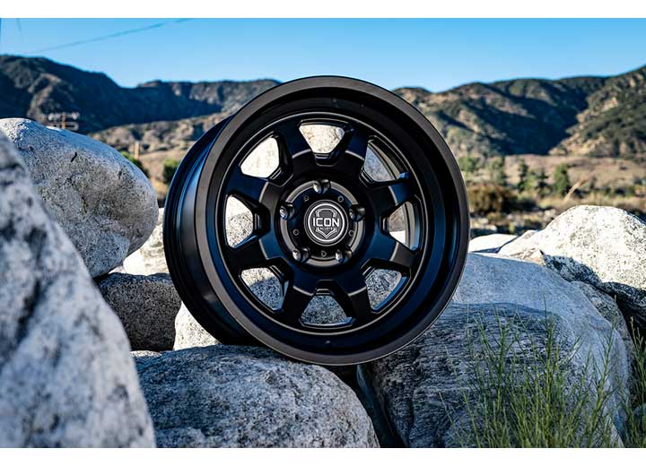 ICON ALLOYS NUEVO Satin Black 17X8.5 5X5 -6mm Offset 4.5in Backspace