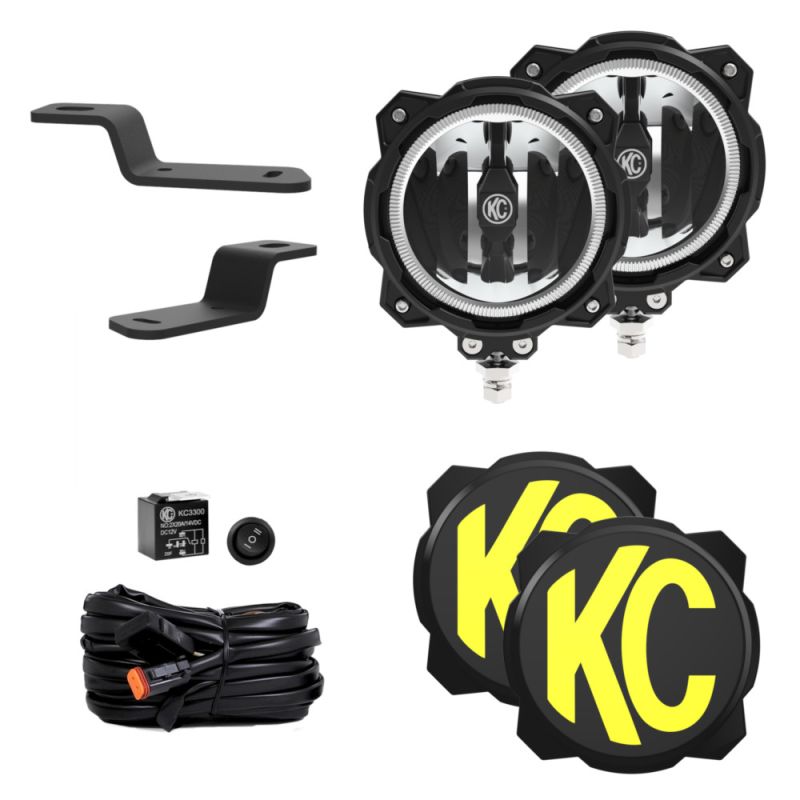 KC Hilites Gravity® LED Pro6 Wide-40 Ditch Light Kit for 2021-On Ford Bronco - 2,300 Lumens, IP68 Waterproof, Easy Installation for Ultimate Off-Road Visibility