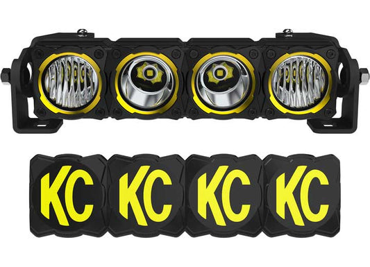 KC Hilites FLEX ERA 10-Inch LED Light Bar Master Kit - Versatile Off-Road Illumination with Adjustable Mounts and Advanced Optics