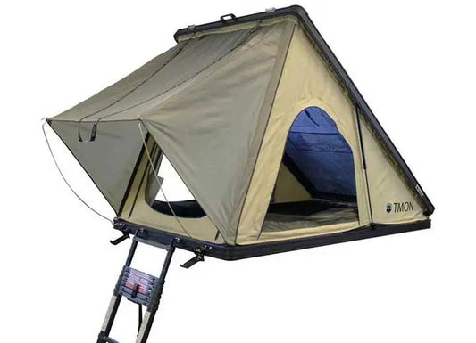 Overland Vehicle Systems / Up Down Air - LD TMON - TAN & GREEN 2 - PERSON CLAMSHELL ALUMINUM ROOF TOP TENT