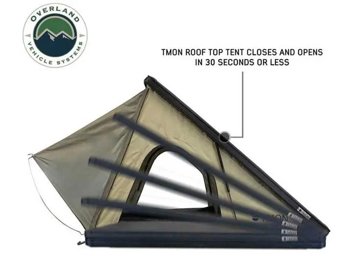 Overland Vehicle Systems / Up Down Air - LD TMON - TAN & GREEN 2 - PERSON CLAMSHELL ALUMINUM ROOF TOP TENT