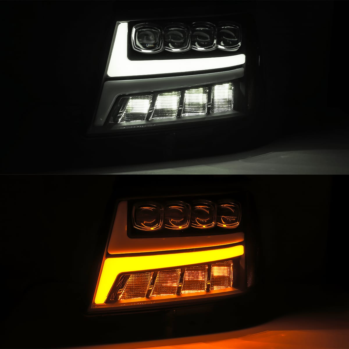 AlphaRex -LED Projector Headlights Plank Style Design Gloss Black