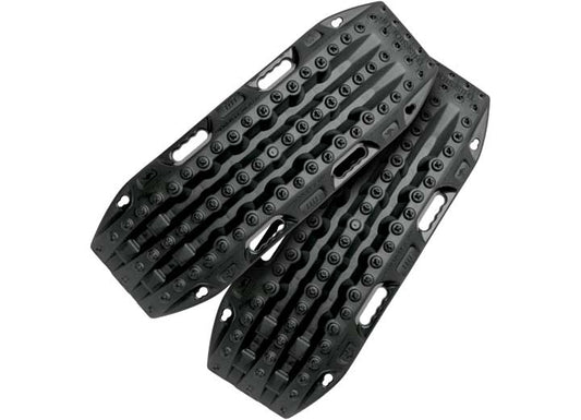 A pair of MAXTRAX LITE BLACK RECOVERY BOARDS, featuring rugged raised treads and handles on each end, perfect for off-road enthusiasts facing sandy, muddy, or snowy conditions.