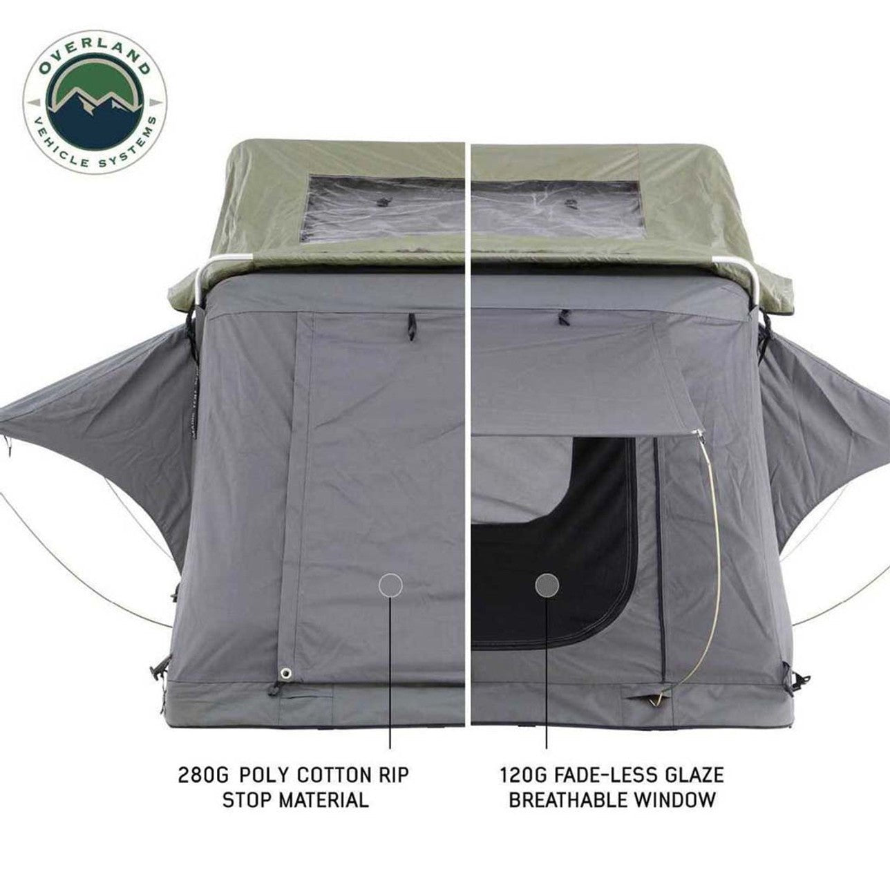 N3S Nomadic 3 Standard Roof Top Tent - Gray Body with Green Rainfly for Adventurous Camping