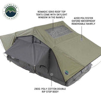 N3S Nomadic 3 Standard Roof Top Tent - Gray Body with Green Rainfly for Adventurous Camping