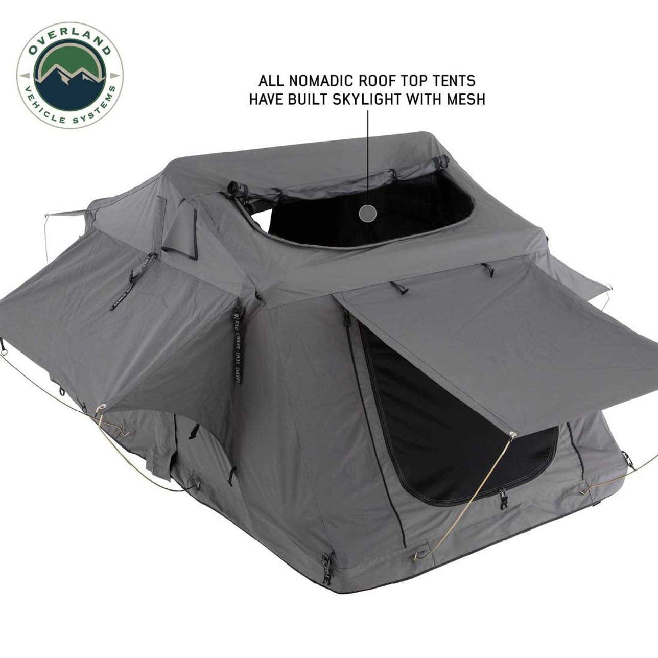 N3S Nomadic 3 Standard Roof Top Tent - Gray Body with Green Rainfly for Adventurous Camping