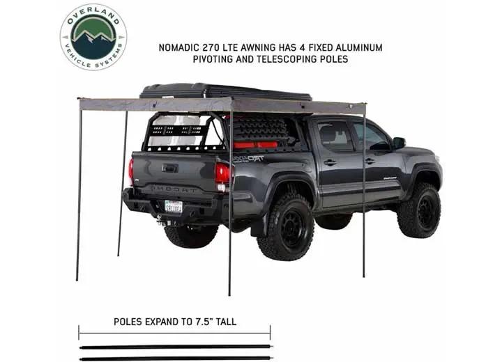 Overland Vehicle Systems / Up Down Air - NOMADIC 270 LTE Side Awning with Installation Bracket Kit