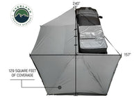 270-Degree Nomadic Awning with Dark Gray Canopy and Black Driver Side Transit Cover