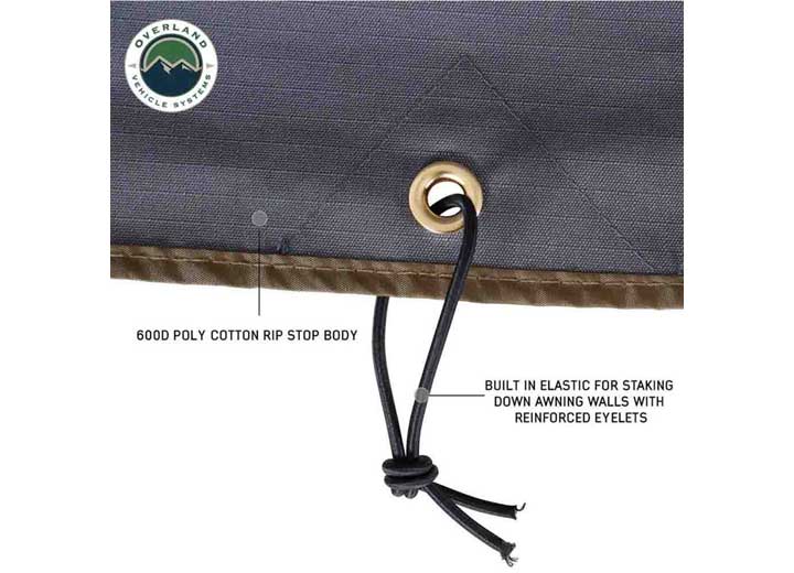 Overland Vehicle Systems / Up Down Air - NOMADIC AWNING 270 - DRIVER'S SIDE WALL 2 WITH WINDOW - STYLISH DARK GRAY - INCLUDES STORAGE BAG