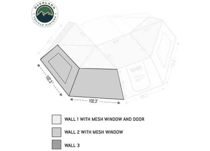 Overland Vehicle Systems / Up Down Air - NOMADIC AWNING 270 - DRIVER'S SIDE WALL 2 WITH WINDOW - STYLISH DARK GRAY - INCLUDES STORAGE BAG