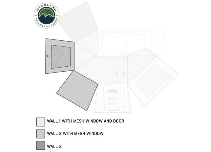 NOMADIC AWNING 270 - DRIVER'S SIDE WALL 2 WITH WINDOW - STYLISH DARK GRAY - INCLUDES STORAGE BAG