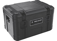 A small trunk Pelican Cargo Case with an 80L capacity, features a durable black design, reinforced edges, and two front latches. The box displays a label reading "PELICAN CARGO BX90" next to the Pelican logo. Its weather-resistant construction indicates it's built for heavy-duty travel and storage use.