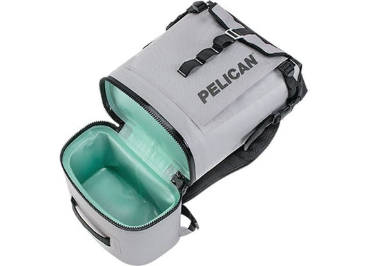 Pelican 20Qt Cooler Backpack in Light Grey - Durable, Insulated with Comfortable Straps & Storage