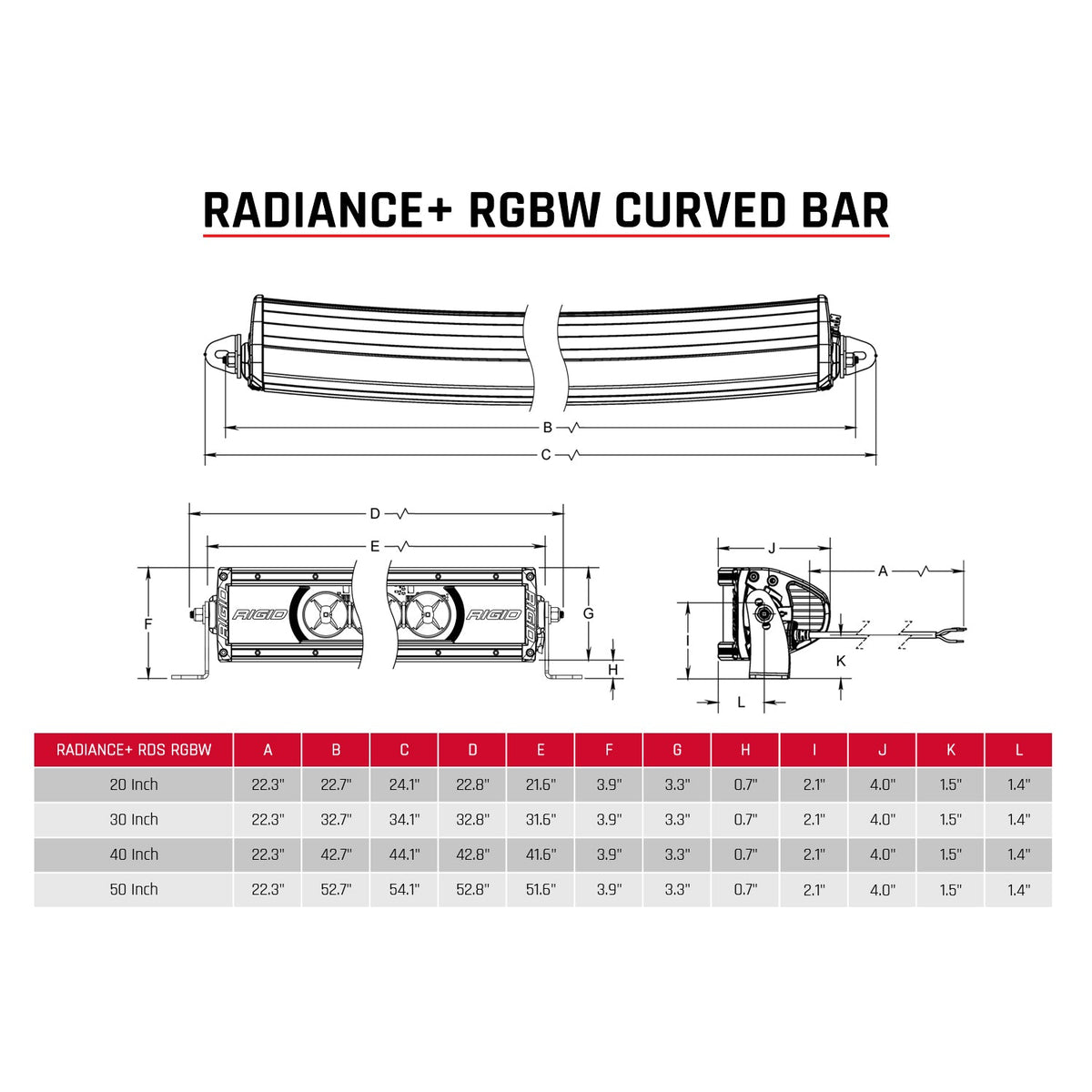 RIGID Industries - Radiance+ Curved 40 Inch RGBW Light Bar