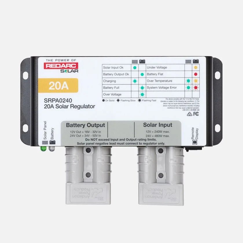 Redarc - Redarc 20 Amp Solar Regulator (SRPA0240) – Efficient Solar Power Management for RVs, Camping, and Off - Grid Systems