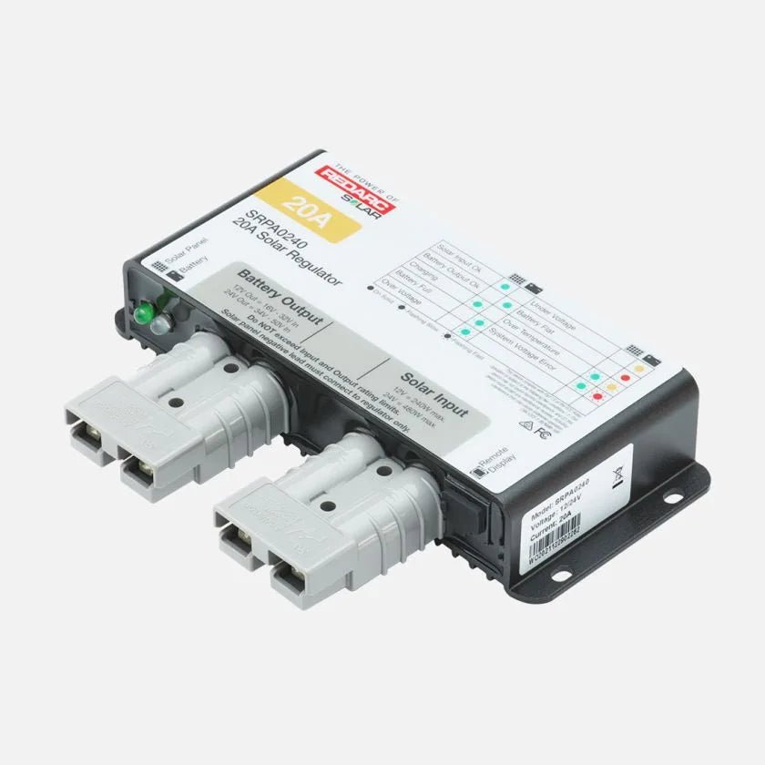 Redarc 20 Amp Solar Regulator (SRPA0240) - Efficient Solar Power Management for RVs, Camping, and Off-Grid Systems