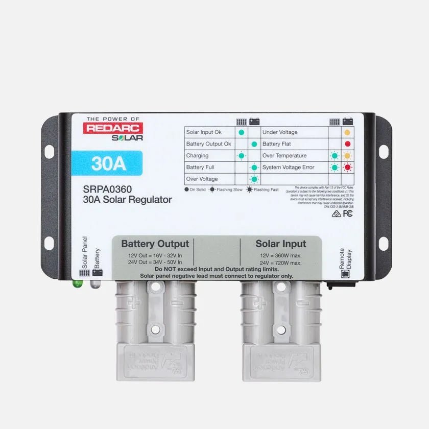 Redarc - Redarc 30A Solar Regulator SRPA0360 – Efficient Solar Power Regulation for Off - Grid and Remote Applications