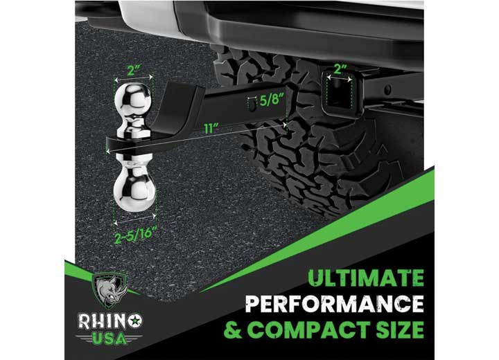 Rhino USA - REVERSIBLE DUAL BALL 2IN & 2 - 5/1 IN HITCH - 2IN SHANK