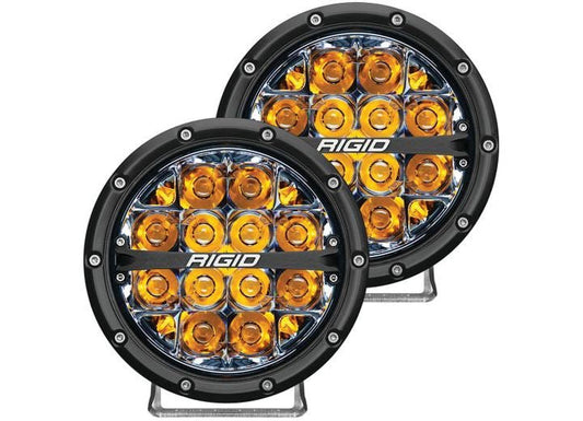 Rigid Industries 360-Series 6" Off-Road Fog Lights with Amber Backlight - High-Performance Pair