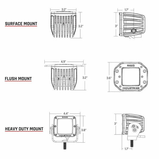 Rigid Industries D-Series PRO Midnight Edition Surface Mount Spot Lights - Pair