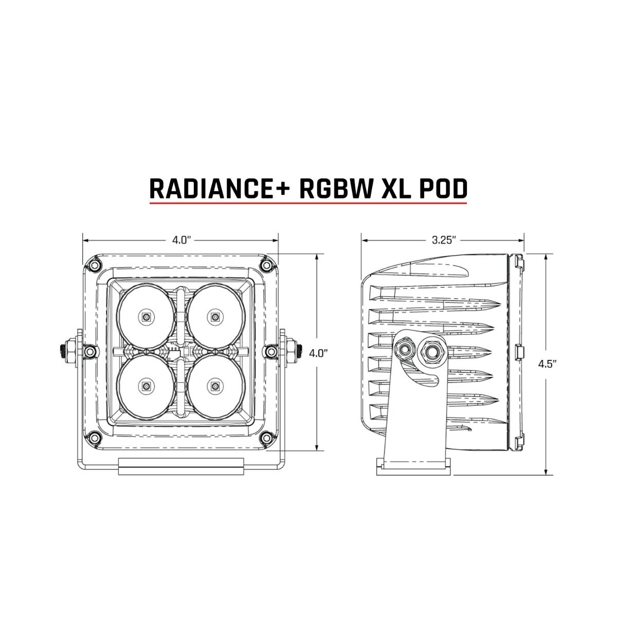 Customizable Rigid Industries Radiance+ XL RGBW LED Off-Road Lighting Kit