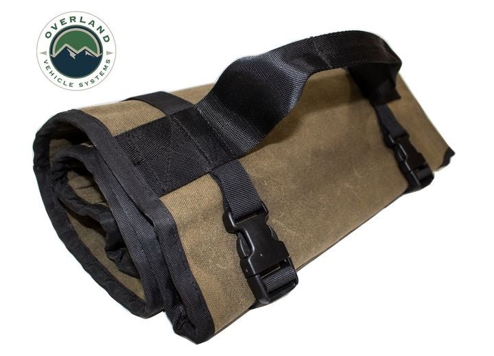 Durable Waxed Canvas Tool Roll Bag with Handle and Straps - #16 Heavy-Duty Design