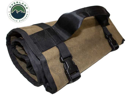 Durable Waxed Canvas Tool Roll Bag with Handle and Straps - #16 Heavy-Duty Design