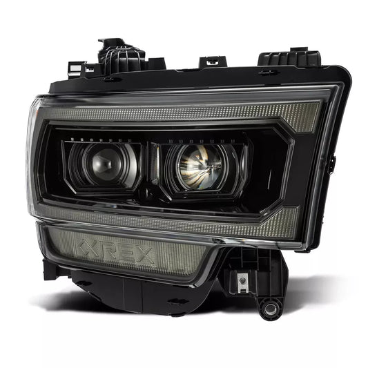 AlphaRex USA 19-24 Ram 2500/3500/4500/5500 LUXX-Series LED Projector Headlights Alpha-Black - Sequential Turn Signals & DRL