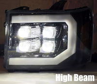 AlphaRex USA 07-13 GMC Sierra NOVA-Series LED Projector Headlights Jet Black - Sequential Turn Signals & DRL