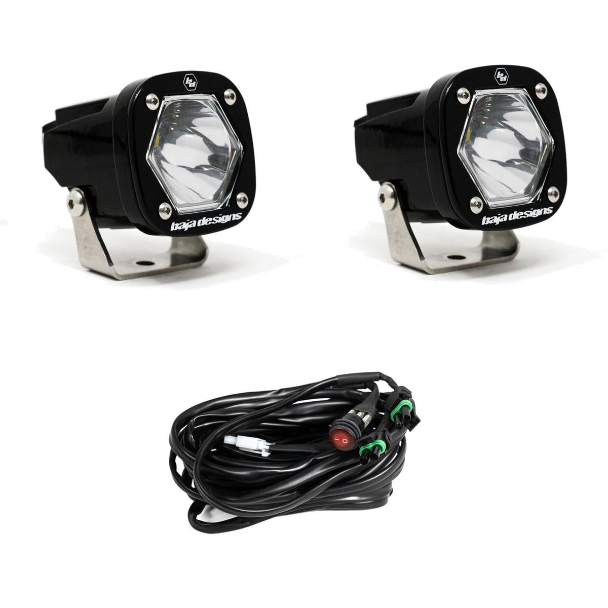 Baja Designs -S1 Black LED Light Pod Pair (Spot; Clear)