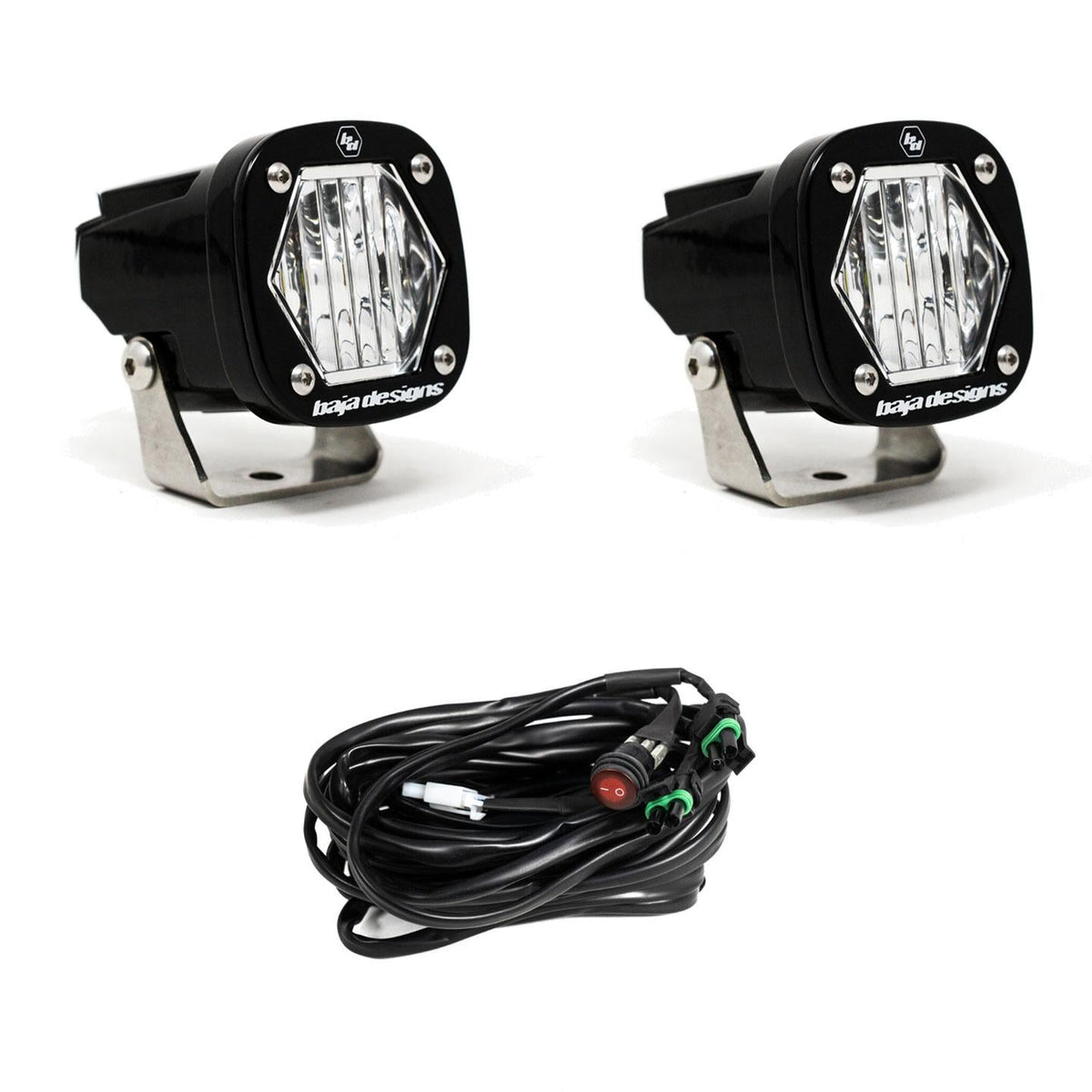 Baja Designs -S1 Black LED Light Pod Pair (Wide Cornering; Clear)