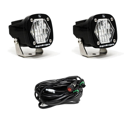 Baja Designs -S1 Black LED Light Pod Pair (Wide Cornering; Clear)