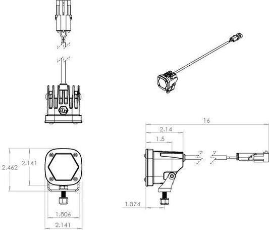 S1 WIDE CORNERING LED LIGHT WITH MOUNTING BRACKET SINGLE