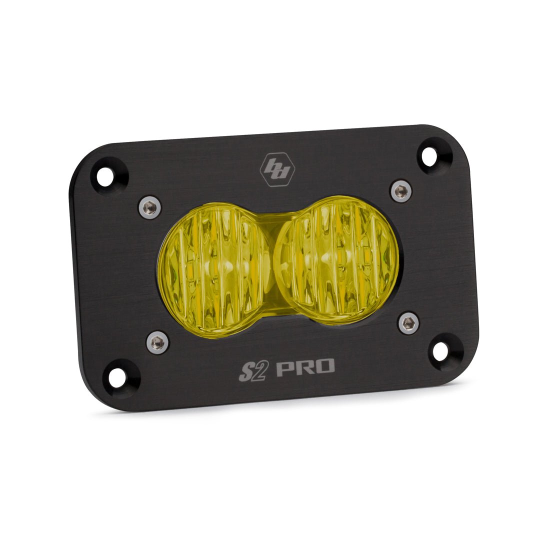 S2 PRO BLACK FLUSH MOUNT LED AUXILIARY LIGHT POD(WIDE CORNERING;AMBER)