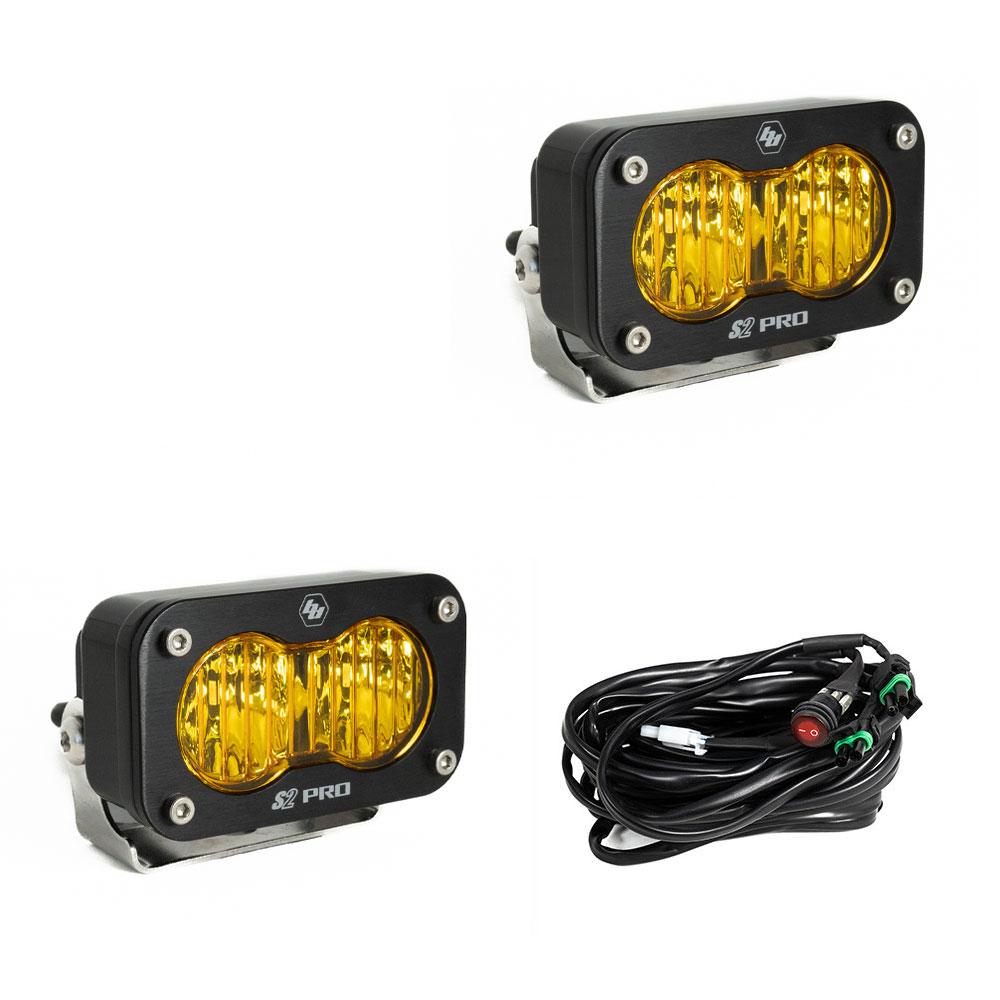 Baja Designs - S2 PRO BLACK LED AUXILIARY LIGHT POD PAIR(WIDE CORNERING;AMBER)