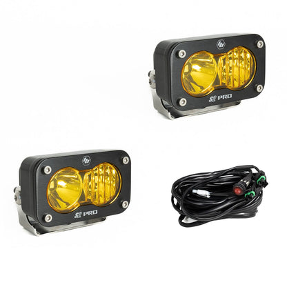 Baja Designs -S2 Pro Black LED Light Pod Pair (Driving/Combo; Baja Amber)