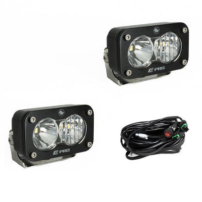 Baja Designs -S2 Pro Black LED Light Pod Pair (Driving/Combo; Clear)