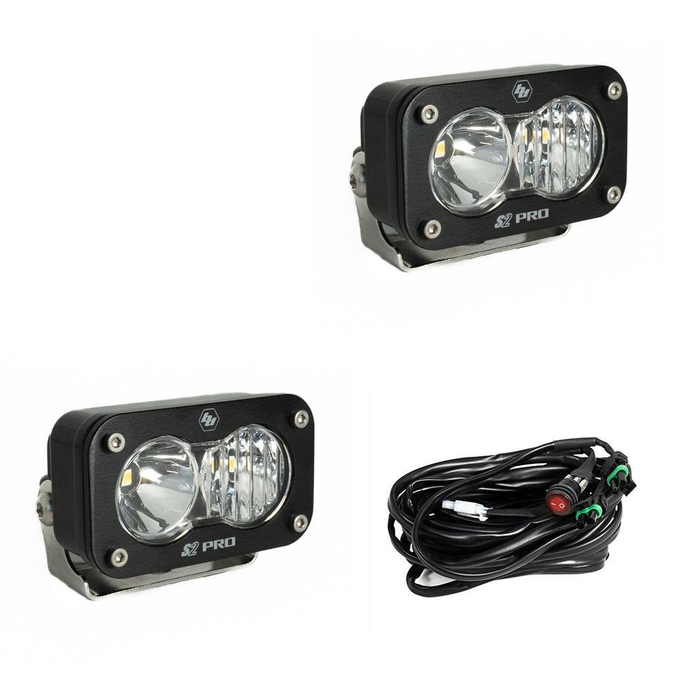 Baja Designs -S2 Pro Black LED Light Pod Pair (Driving/Combo; Clear)