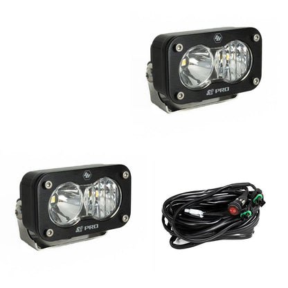Baja Designs -S2 Pro Black LED Light Pod Pair (Driving/Combo; Clear)