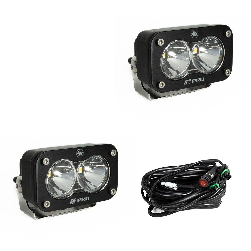 Baja Designs -S2 Pro Black LED Light Pod Pair (Spot; Clear)
