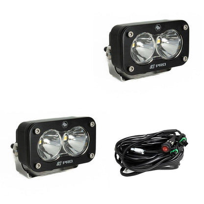 Baja Designs -S2 Pro Black LED Light Pod Pair (Spot; Clear)