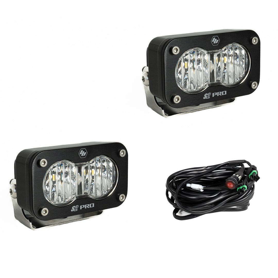 Baja Designs -S2 Pro Black LED Light Pod Pair (Wide Cornering; Clear)