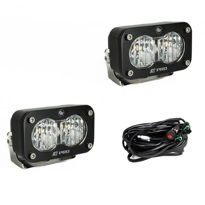 Baja Designs -S2 Pro Black LED Light Pod Pair (Wide Cornering; Clear)