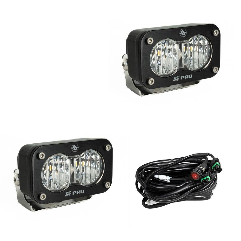 Baja Designs -S2 Pro Black LED Light Pod Pair (Wide Cornering; Clear)