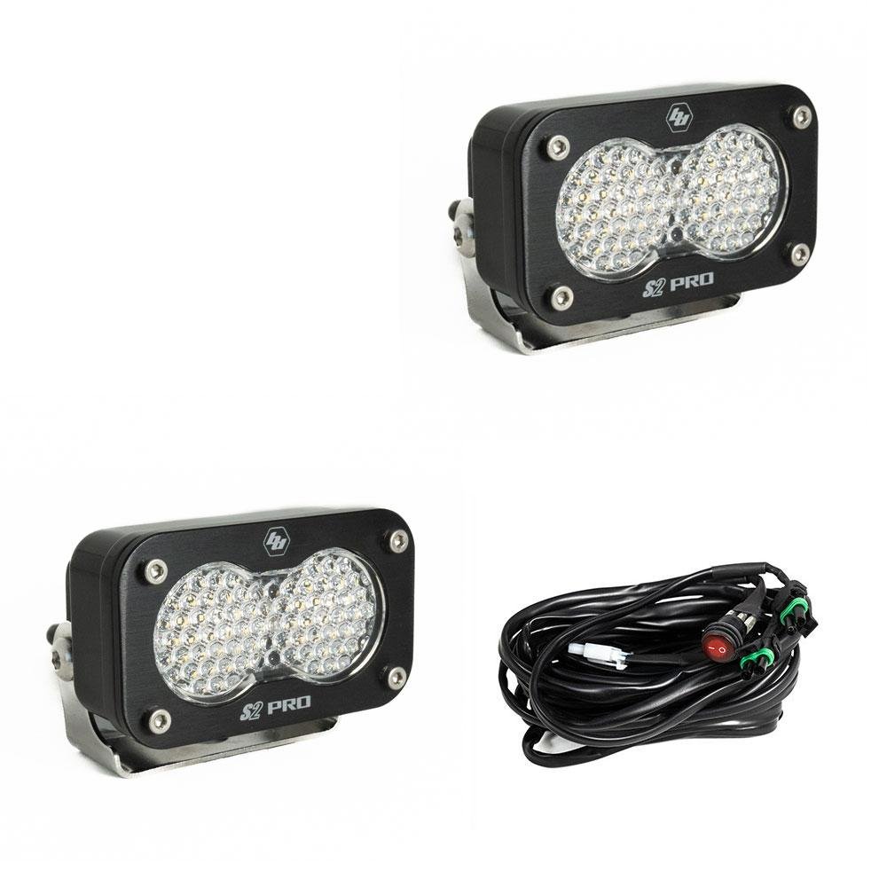 Baja Designs -S2 Pro Black LED Light Pod Pair (Work/Scene; Clear)