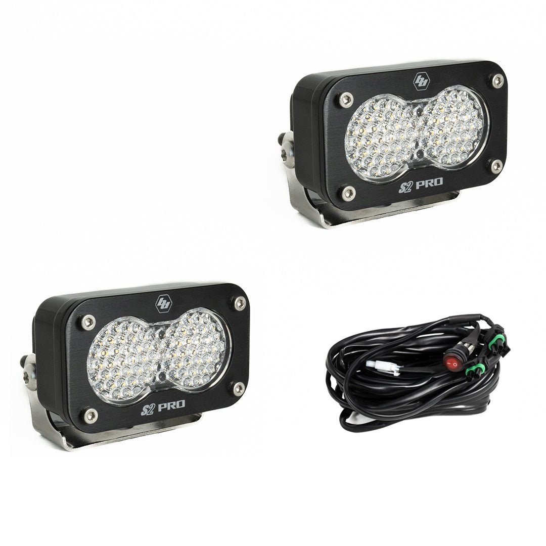 Baja Designs -S2 Pro Black LED Light Pod Pair (Work/Scene; Clear)