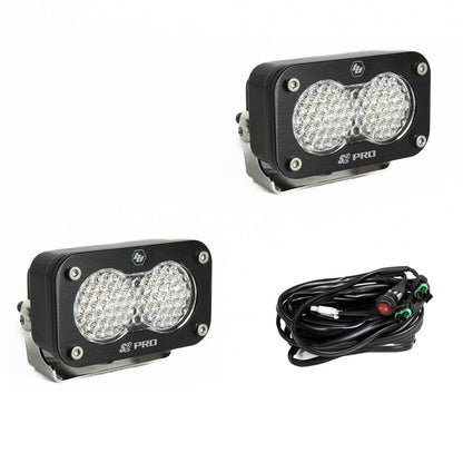 Baja Designs -S2 Pro Black LED Light Pod Pair (Work/Scene; Clear)