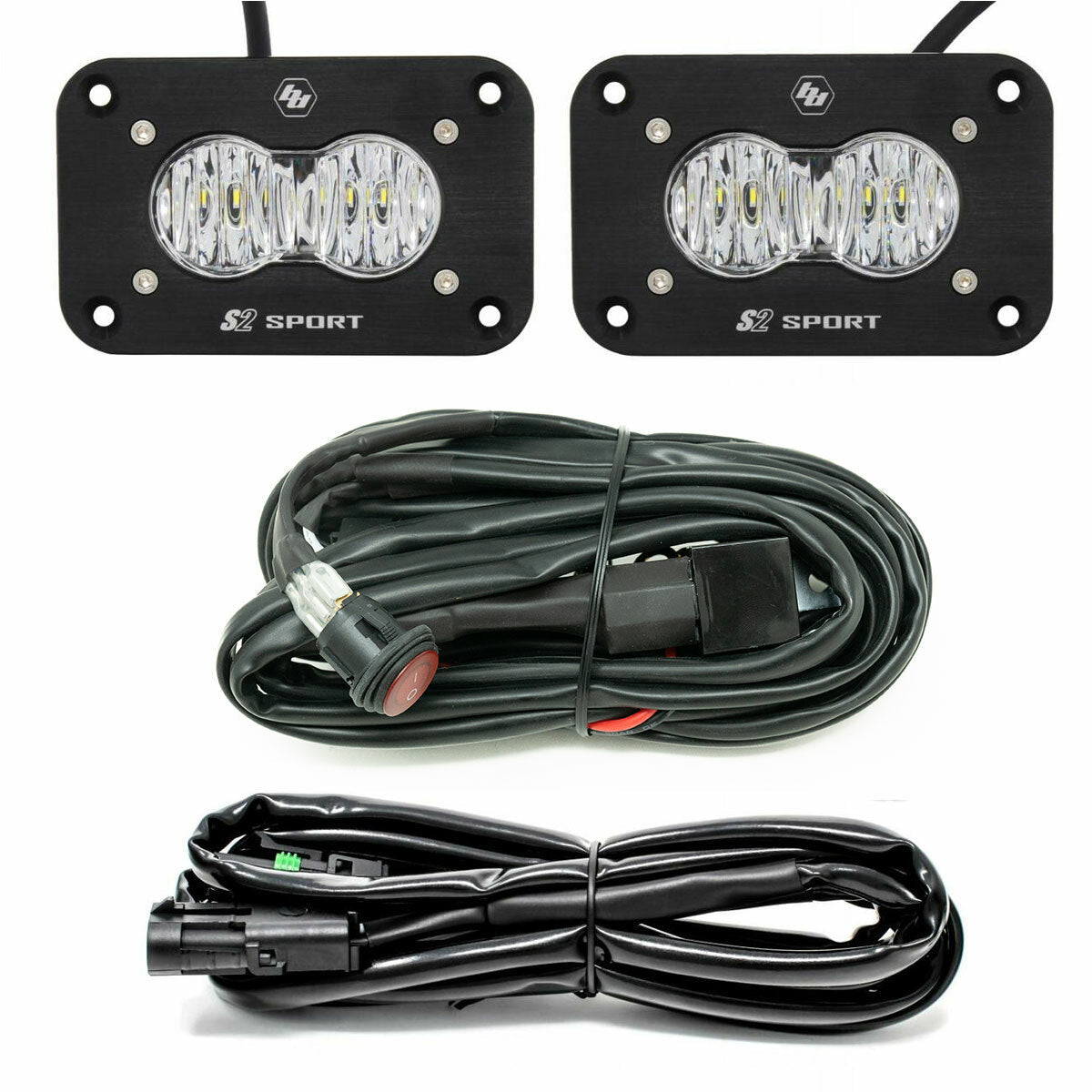 Baja Designs - S2 Sport Black Flush Mount LED Light Pod Reverse Kit (Wide Cornering; Clear)