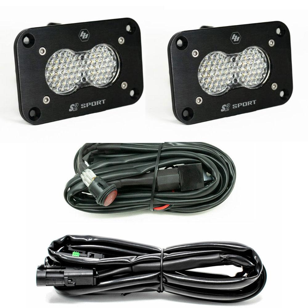 Baja Designs - S2 Sport Black Flush Mount LED Light Pod Reverse Kit (Work/Scene; Clear)